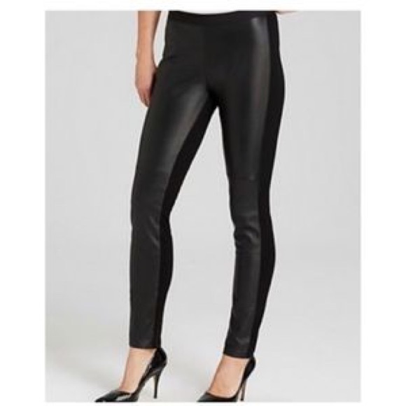 EILEEN FISHER Genuine Leather Panel Ponte Knit Black Pants Women’s Size XS - Picture 7 of 7